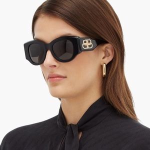 Balenciaga Black Sunglasses with Gold Detail